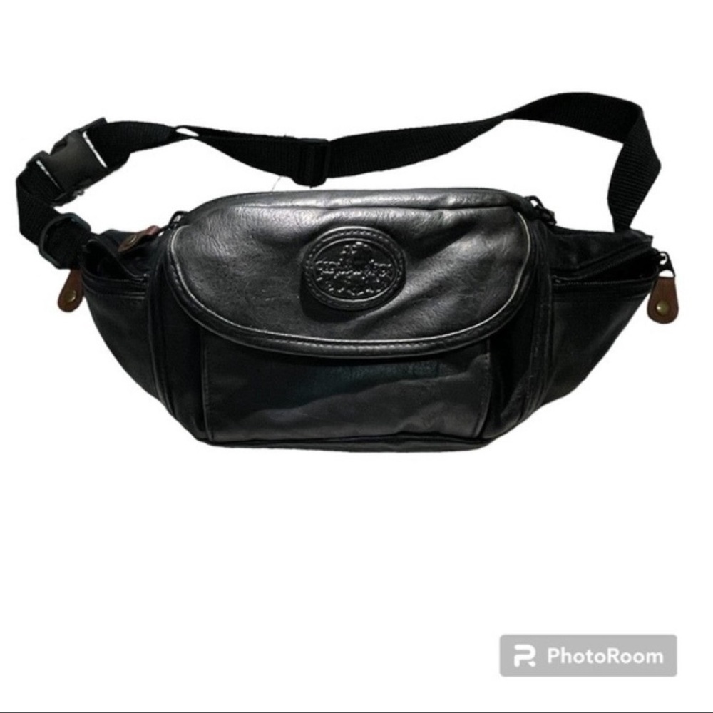 Classic Black Leather Belt Bag for Men vintage feel